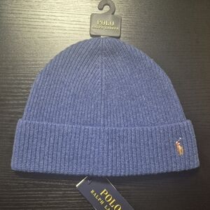 Polo by Ralph Lauren UNISEX Classic 🔵 Blue Signature Embroidered pony Beanie 🔥